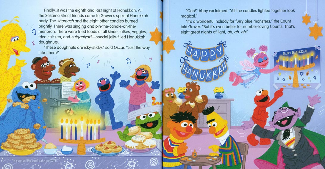 Grover's Eight Nights of Light pages 22-23