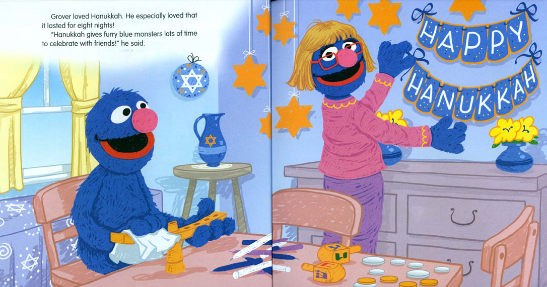 Grover's Eight Nights of Light pages 4-5